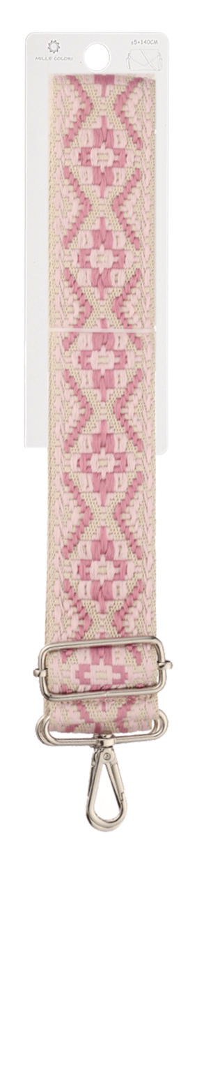 Tracolla Regolabile per Borsa – Cinturino con Motivo a Mosaico Etno-Boho, Ganci in Metallo -140cm/5cm