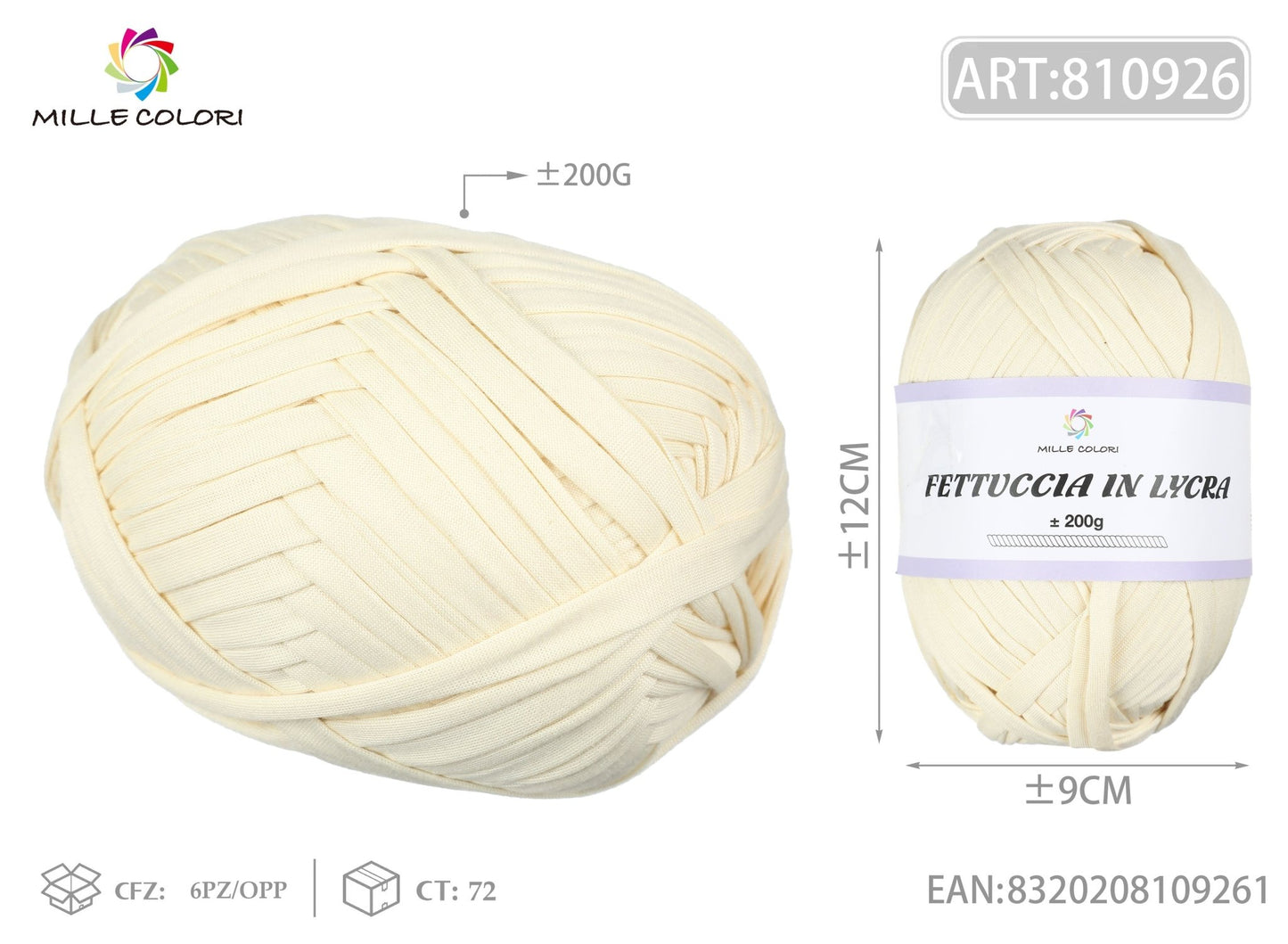 FETTUCCIA IN LYCRA 200G BEIGE - WE MAKE DIY - MILLE COLORI