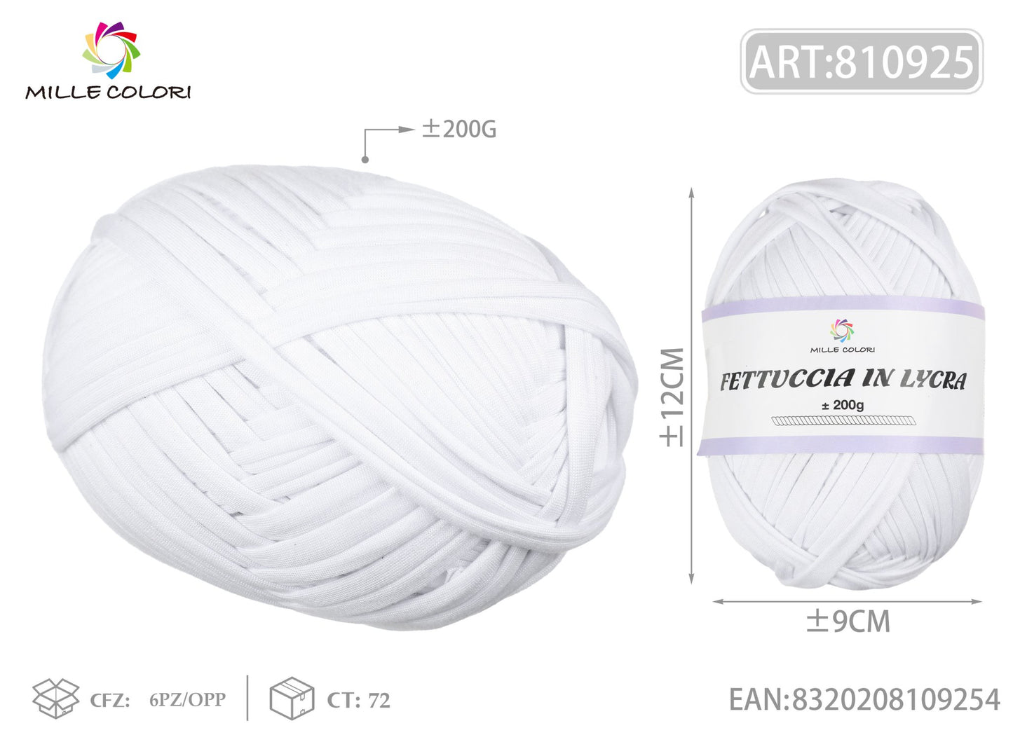 FETTUCCIA IN LYCRA 200G BIANCO - WE MAKE DIY - MILLE COLORI