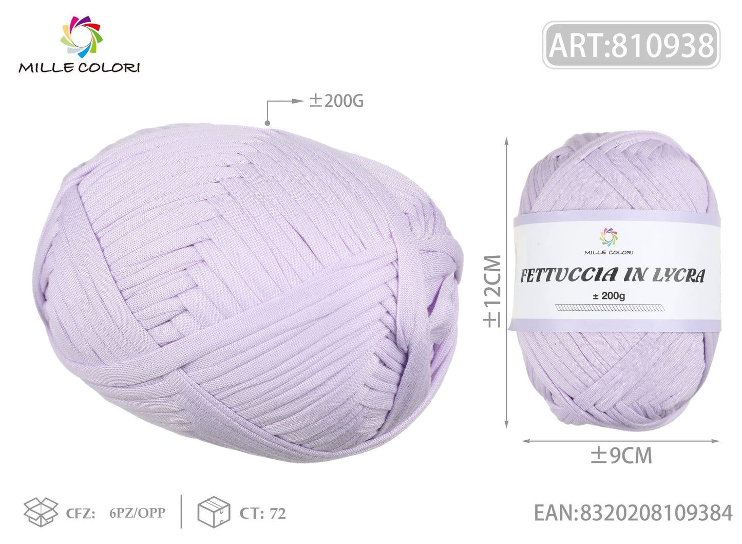 FETTUCCIA IN LYCRA 200G LILLA CHIARO - WE MAKE DIY - MILLE COLORI