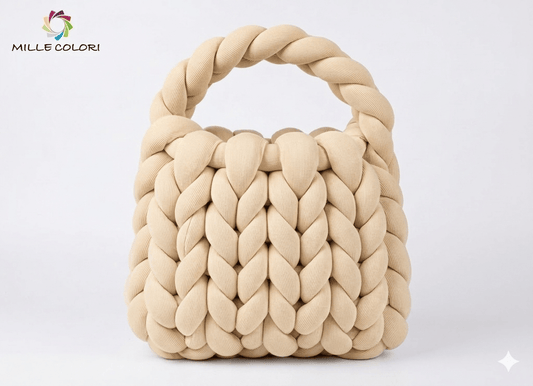 Filato Marshmallow a Coste 500g Beige per Borse Fai - da - Te – Mille Colori - WE MAKE DIY - MILLE COLORI