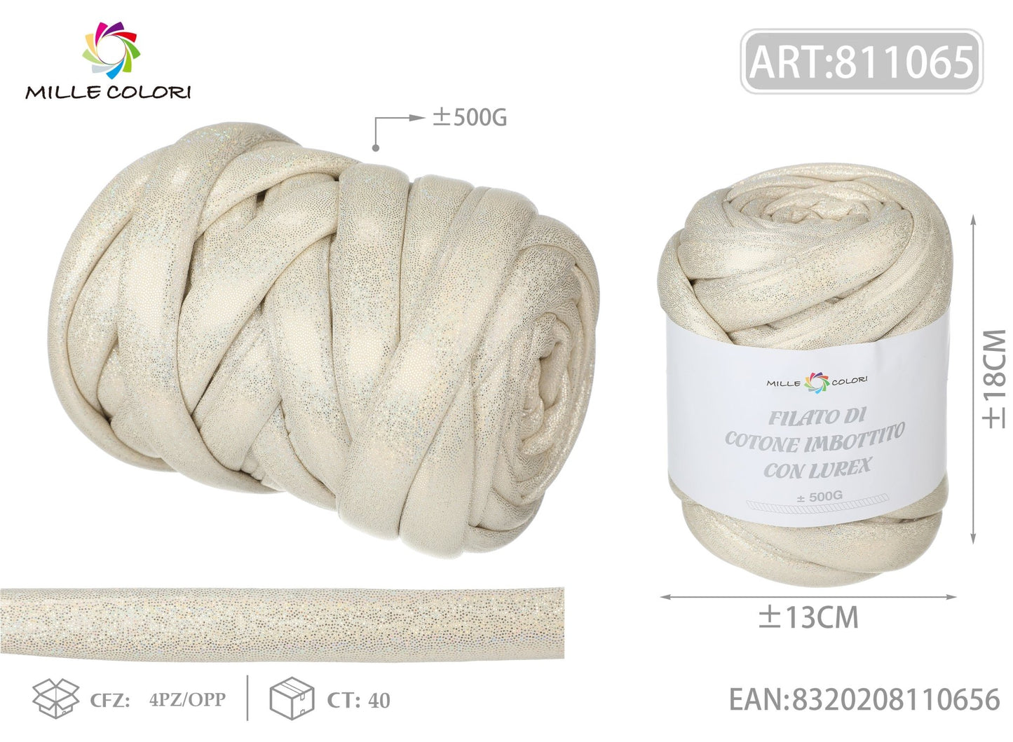 Filato Marshmallow Lurex 500g Beige Mille Colori per borse uncinetto