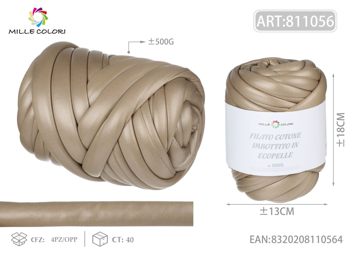 FILATO MARSHMALLOW IN ECOPELLE 500G CACHI - MILLE COLORI - WE MAKE DIY - MILLE COLORI