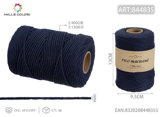 FILO MACRAME 400g BLU SCURO - WE MAKE DIY - MILLE COLORI