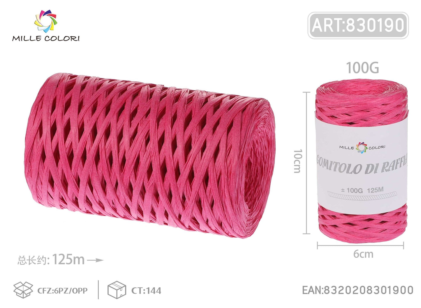 Gomitolo di rafia 100g 125m fucsia - WE MAKE DIY - MILLE COLORI