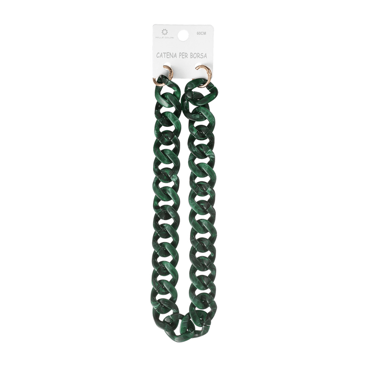 Catena Resina Acrilica Anelli Dorati 60 cm - VERDE MARMORIZZATO