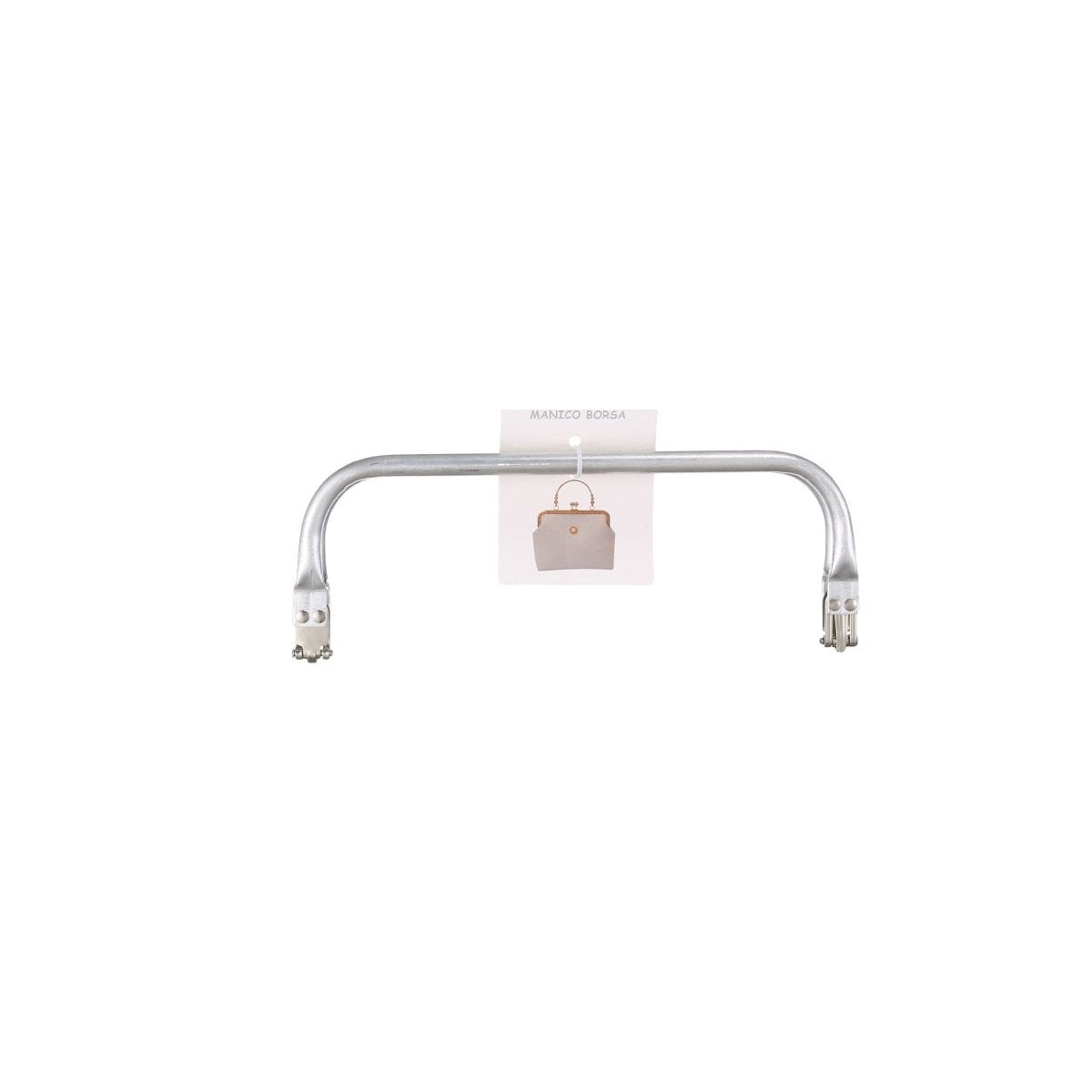 Chiusura a molla per clutch in metallo con manico 25x9 cm su sfondo bianco