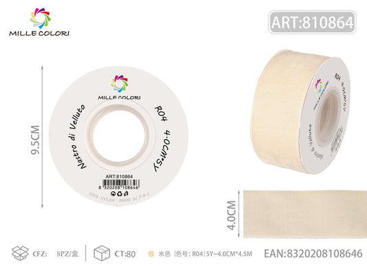 NASTRO IN VELLUTO - BEIGE 40MM- WE MAKE DIY - MILLE COLORI