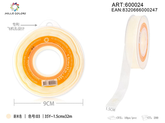 NASTRO ORGANZA - AVORIO TENUE 15MM- WE MAKE DIY - MILLE COLORI