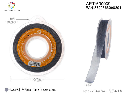 NASTRO ORGANZA - GRIGIO 15MM- WE MAKE DIY - MILLE COLORI