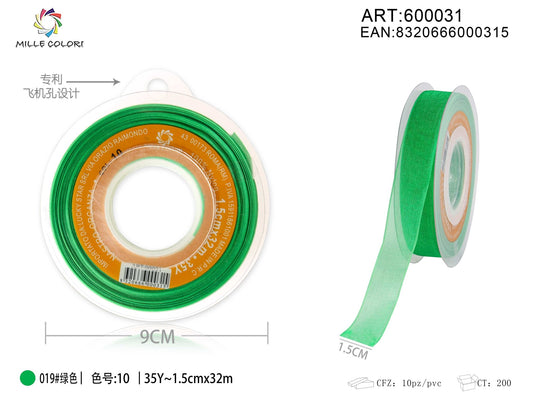 NASTRO ORGANZA - VERDE 15MM- WE MAKE DIY - MILLE COLORI