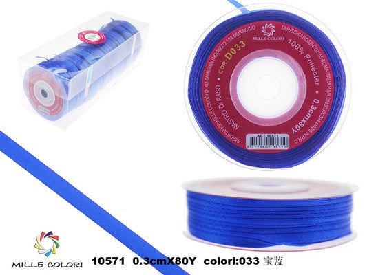 nastro di raso blu reale 0.3cm mille colori