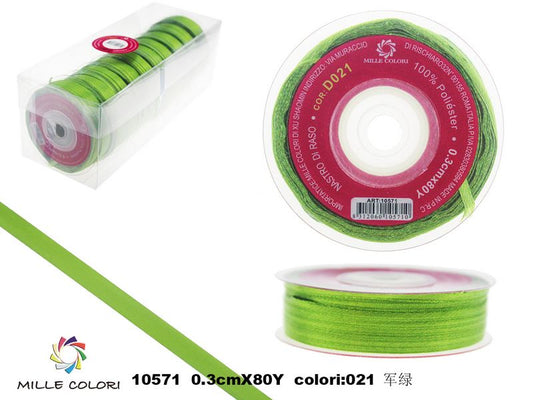 nastro di raso verde mela 0.3cm mille colori