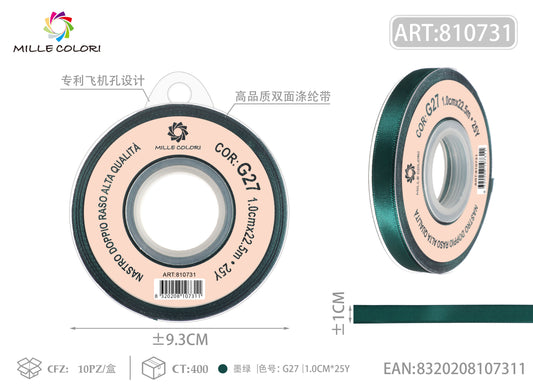 nastro doppio raso verde petrolio 1.0cm mille colori