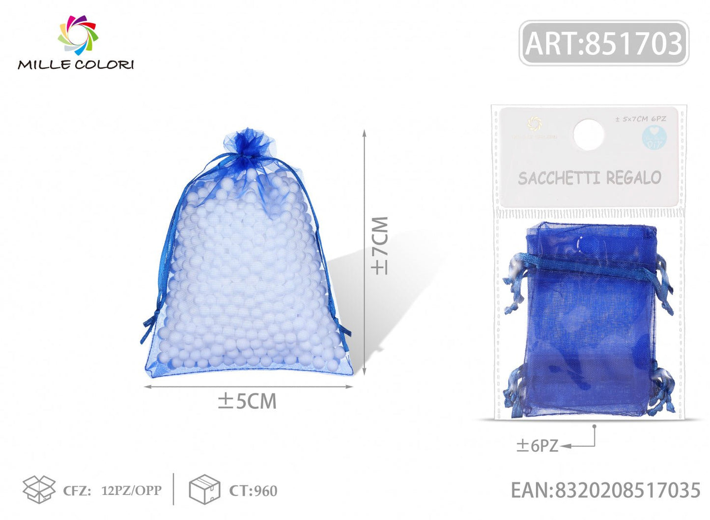 Sacchetti in organza 5cm*7cm 6pz - WE MAKE DIY - MILLE COLORI