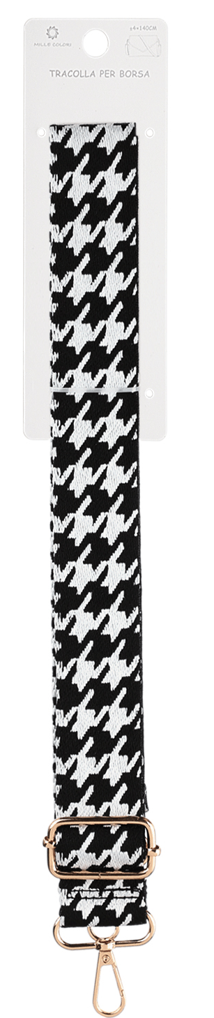 Tracolla Regolabile per Borsa Cinturino con Motivo Pied de Poule Classico, Ganci in Metallo - 140cm/4cm - WE MAKE DIY - MILLE COLORI