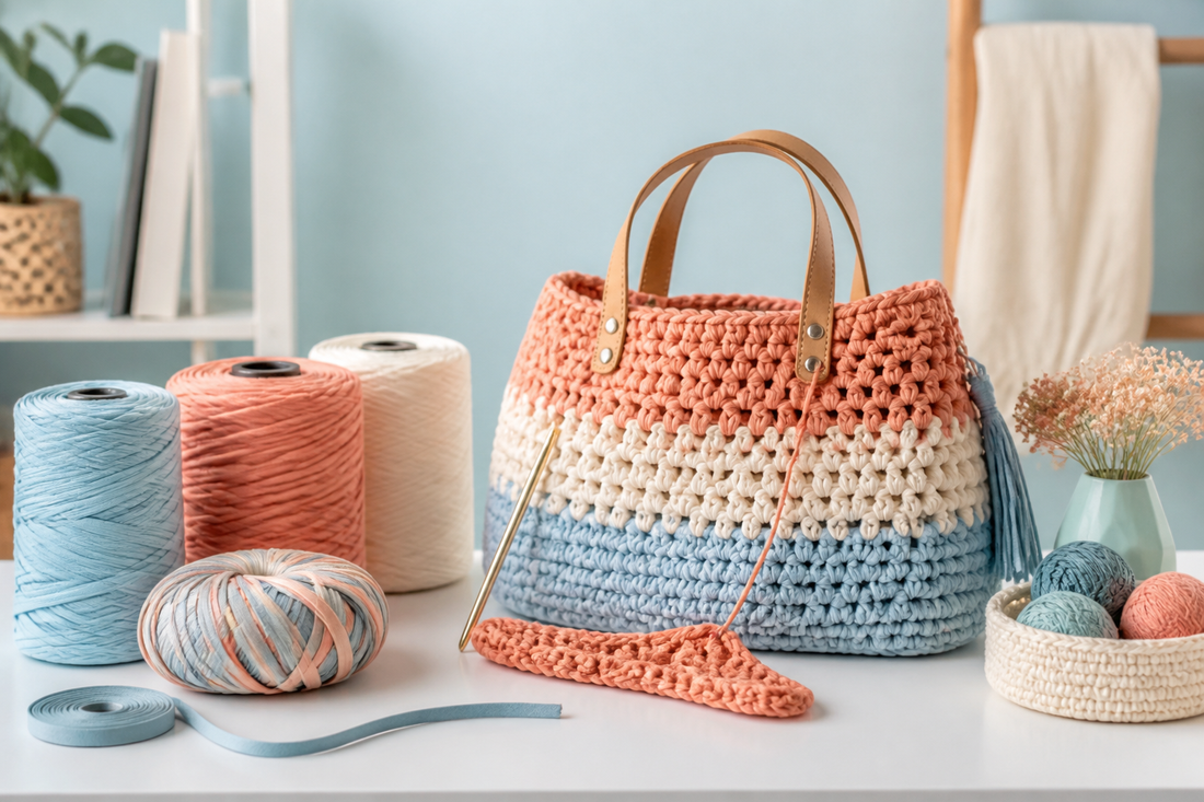 Filati e fettuccia per borse all’uncinetto – guida WeMakeDIY