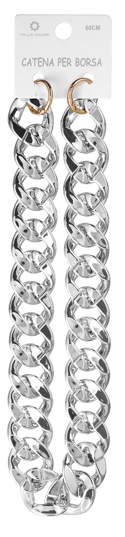 Catena per Borsa  Tracolla in Resina Effetto Metallo Lucido -  60 cm