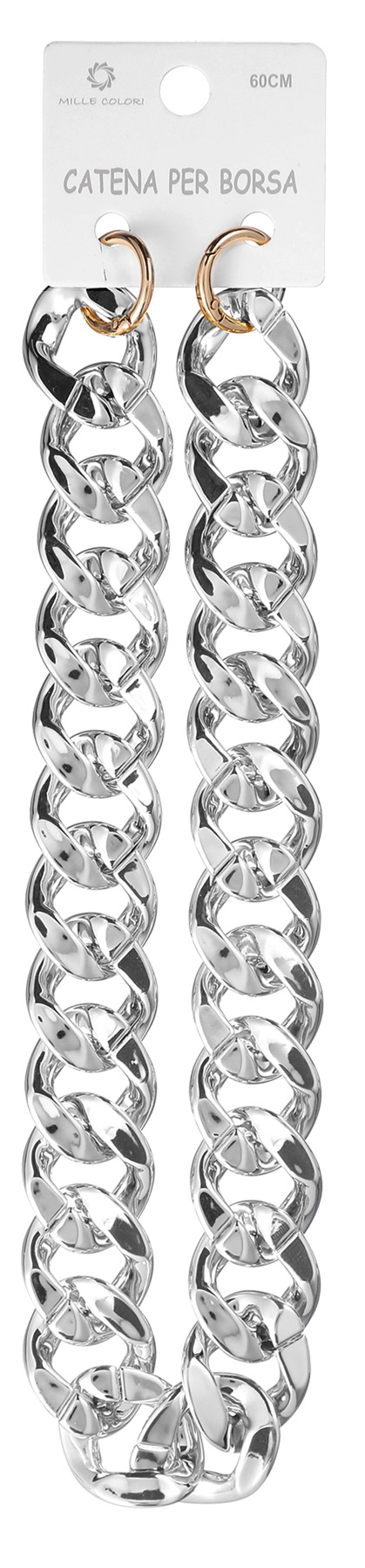 Catena per Borsa  Tracolla in Resina Effetto Metallo Lucido -  60 cm