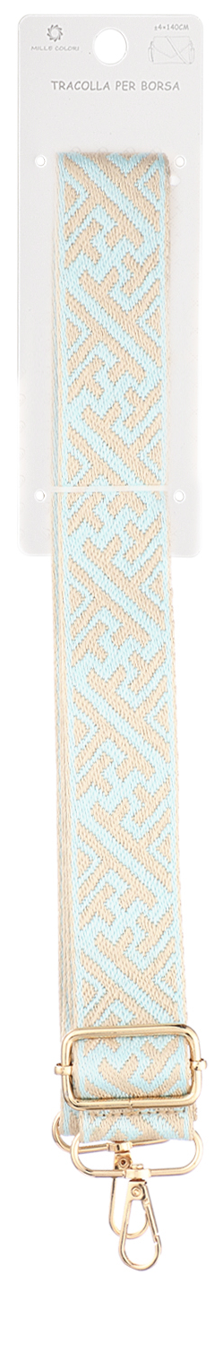 Tracolla Regolabile per Borsa con Motivo Greco Classico, Tessuto di Alta Qualità, Ganci in Metallo -140cm/4cm