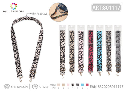 Tracolla Regolabile per Borsa – Fantasia Animalier Leopardata,  Ganci in Metallo -140cm/4cm