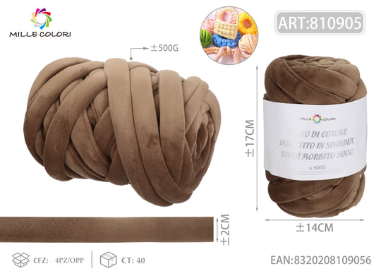 FILATO DI COTONE IMBOTTITO IN SPANDEX SUPER MORBITO 500G Marrone