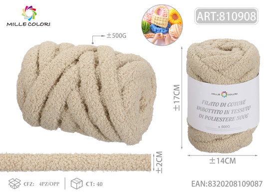 FILATO DI COTONE IMBOTTITO IN PELUCHE COCCOLOSO 500G Giallo vaniglia