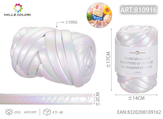 FILATO DI COTONE IMBOTTITO IN STILE METALLICO 500G Bianco