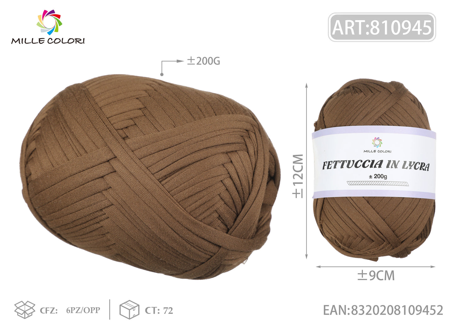FETTUCCIA IN LYCRA 200G MARRONE