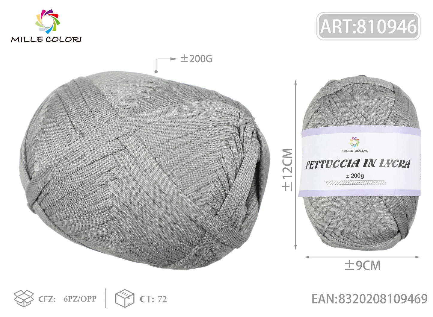 FETTUCCIA IN LYCRA 200G GRIGIO CHIARO