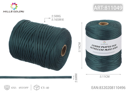 VERDE VERONESE – Corda Piatta 6 mm 500 g – Tutti i Colori – Immagine 1 di 1