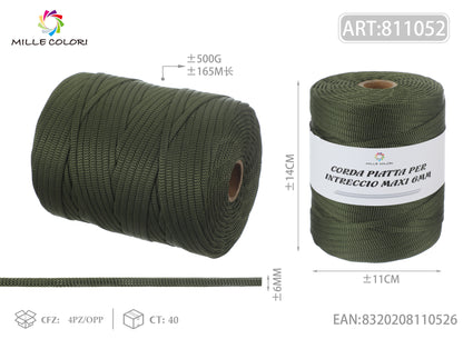VERDE OLIVA – Corda Piatta 6 mm 500 g – Tutti i Colori – Immagine 1 di 1