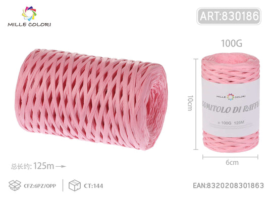 Gomitolo di rafia 100g 125m rosa