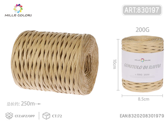 Gomitolo di rafia 200g 250m naturale