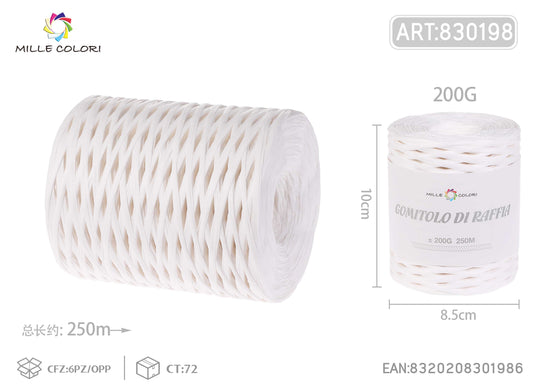 Gomitolo di rafia 200g 250m bianco
