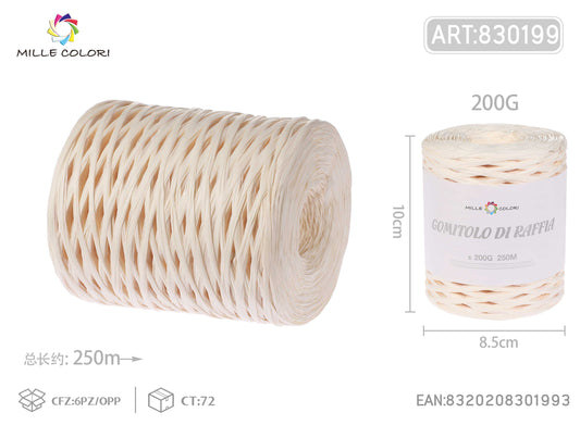 Gomitolo di rafia 200g 250m bianco panna