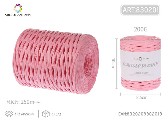 Gomitolo di rafia 200g 250m rosa