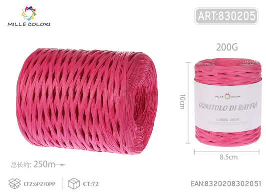 Gomitolo di rafia 200g 250m fucsia