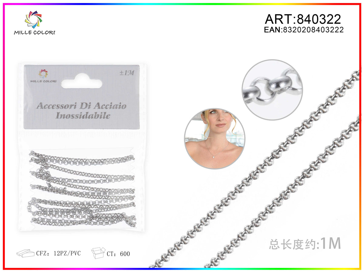 Catena per Bigiotteria in Acciaio Inossidabile Argento 1 m – 840322