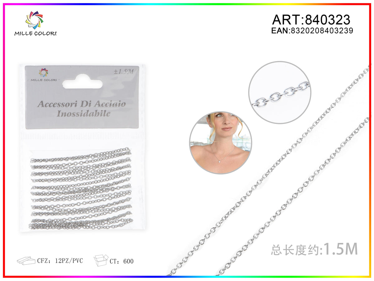 Catena per Bigiotteria in Acciaio Inossidabile Argento 1,5 m – 840323