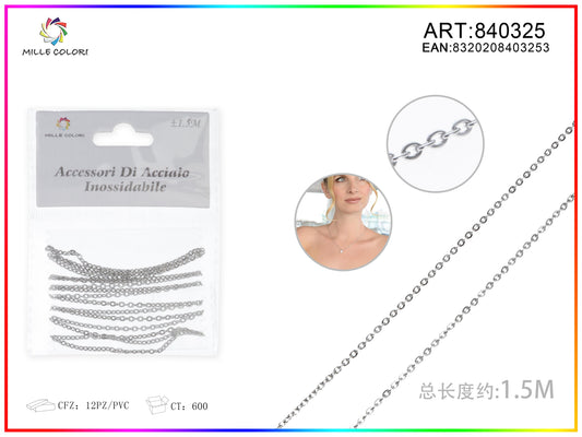 Catena per Bigiotteria in Acciaio Inossidabile Argento 1,5 m – 840325