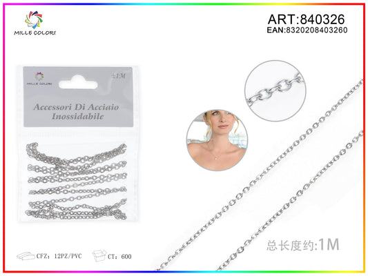 Catena per Bigiotteria in Acciaio Inossidabile Argento 1 m – 840326