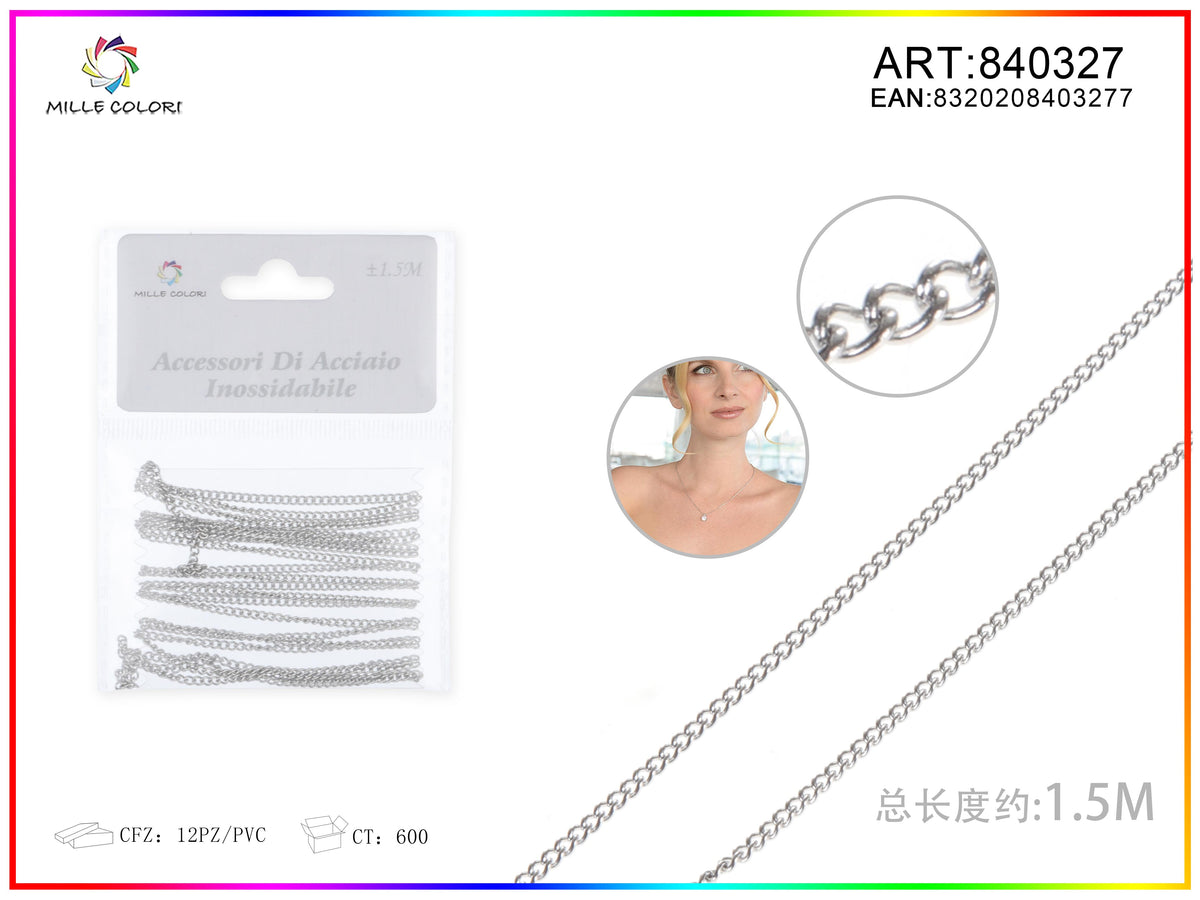 Catena per Bigiotteria in Acciaio Inossidabile Argento 1,5 m – 840327