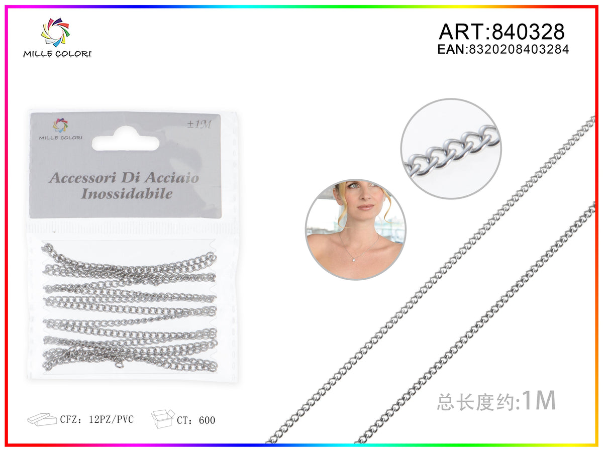 Catena per Bigiotteria in Acciaio Inossidabile Argento 1 m – 840328