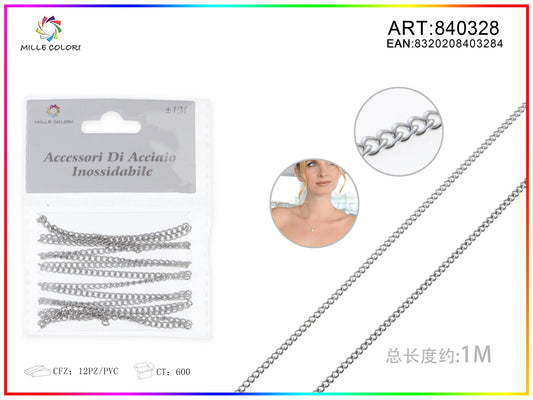 Catena per Bigiotteria in Acciaio Inossidabile Argento 1 m – 840328