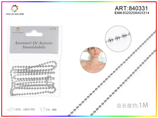 Catena a Palline per Bigiotteria in Acciaio Inossidabile Argento 1 m – 840331