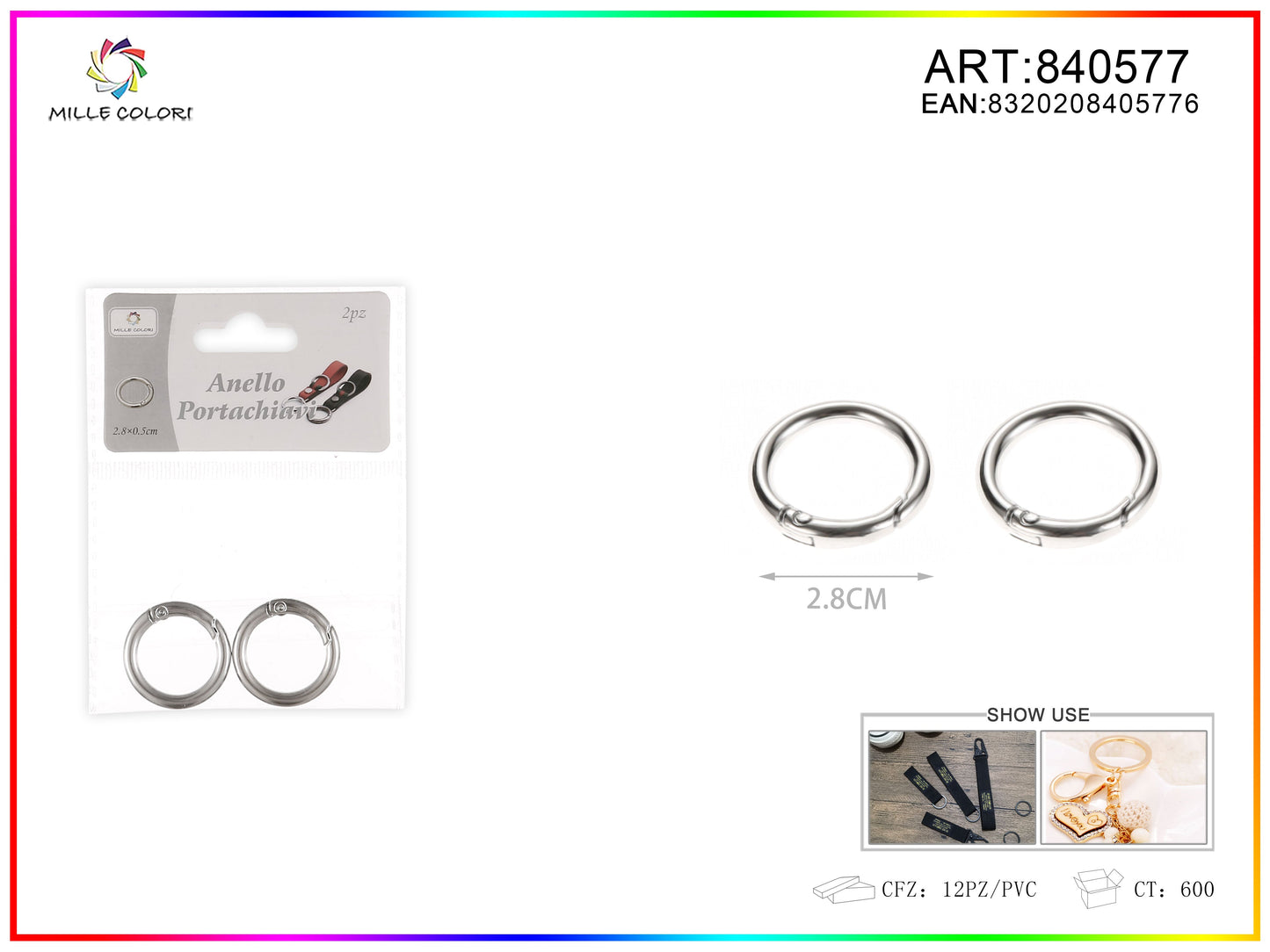 Anelli per borsa  0.5x2.8cm 2pz