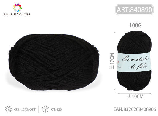 GOMITOLO DI FILO 100G Nero