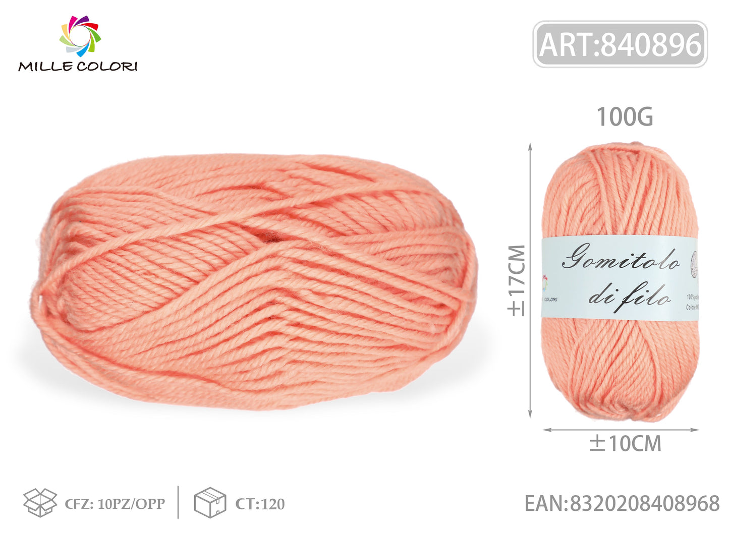 GOMITOLO DI FILO 100G Corallo Chiaro