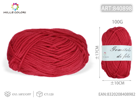 GOMITOLO DI FILO 100G Rosso Carminio